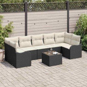 Conjunto de sofá de jardín con cojín Manual 8 pcs Negro y crema en Sofás de exterior | Comprar online en Foro24