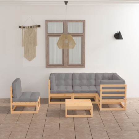 Gartenmöbel 6-teilig mit Kissen aus massivem Kiefernholz von vidaXL, Gartensets - Ref: Foro24-3076629, Preis: 501,67 €, Rabat...