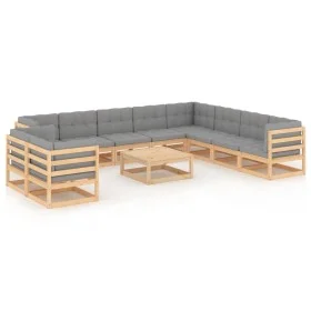 Garden furniture set 11 pieces and cushions solid pine wood by vidaXL, Garden sets - Ref: Foro24-3076979, Price: 994,09 €, Di...