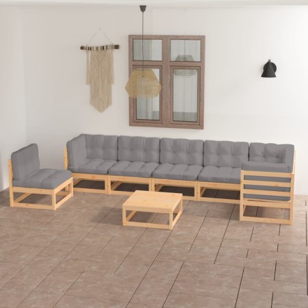 Garden furniture set 8 pieces and cushions solid pine wood by vidaXL, Garden sets - Ref: Foro24-3076649, Price: 741,22 €, Dis...