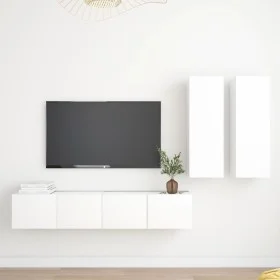 4-teiliges TV-Wohnzimmermöbelset aus weißem Holzwerkstoff von vidaXL, TV-Möbel - Ref: Foro24-3078686, Preis: 200,12 €, Rabatt: %