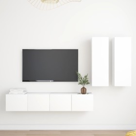 4-teiliges TV-Wohnzimmermöbelset aus weißem Holzwerkstoff von vidaXL, TV-Möbel - Ref: Foro24-3078686, Preis: 190,36 €, Rabatt: %