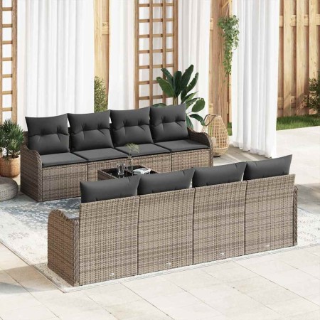 Conjunto de sofá de jardín con cojín 9 pcs Gris 55 x 55 x 37 cm