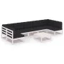 Set muebles jardín con cojines 8 pzas madera maciza pino blanco de vidaXL, Conjuntos de jardín - Ref: Foro24-3077190, Precio:...