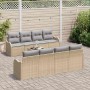 Conjunto de sofá de jardín 9 pcs Beige y gris 55 x 55 x 37 cm