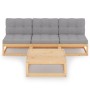 Gartenmöbel 4-teilig mit massiven Kiefernholzpolstern. von vidaXL, Gartensets - Ref: Foro24-3076354, Preis: 306,14 €, Rabatt: %