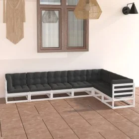 7-piece garden furniture set with solid white pine wood cushions by vidaXL, Garden sets - Ref: Foro24-3076795, Price: 672,01 ...