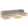 Garden furniture 8 pieces and cushions solid pine wood by vidaXL, Garden sets - Ref: Foro24-3077129, Price: 618,73 €, Discoun...