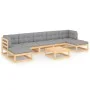 Garden furniture 8 pieces and cushions solid pine wood by vidaXL, Garden sets - Ref: Foro24-3077129, Price: 609,51 €, Discoun...