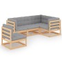 5-teiliges Gartenmöbel-Set und Kissen aus massivem Kiefernholz von vidaXL, Gartensets - Ref: Foro24-3076624, Preis: 489,07 €,...