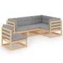 Juego de muebles de jardín 5 pzas y cojines madera pino maciza de vidaXL, Conjuntos de jardín - Ref: Foro24-3076624, Precio: ...