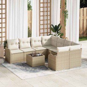Conjunto de sofá de jardín con cojín 9 pcs Beige y Crema en Sofás de exterior | Comprar online en Foro24