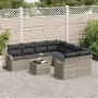Conjunto de sofá de jardín 9 pcs Gris Claro y Gris Oscuro