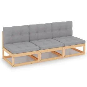 3-Sitzer-Gartensofa mit Kissen aus massivem Zirbenholz von vidaXL, Outdoor-Sofas - Ref: Foro24-3076349, Preis: 286,20 €, Raba...