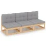 3-seater garden sofa with solid pine wood cushions by vidaXL, Outdoor sofas - Ref: Foro24-3076349, Price: 286,62 €, Discount: %