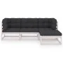 4-piece garden furniture set with solid pine wood cushions by vidaXL, Garden sets - Ref: Foro24-3076575, Price: 382,83 €, Dis...