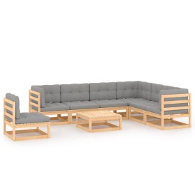 8 Stk. Gartenmöbel und Kissen aus massivem Zirbenholz von vidaXL, Gartensets - Ref: Foro24-3076819, Preis: 741,22 €, Rabatt: %