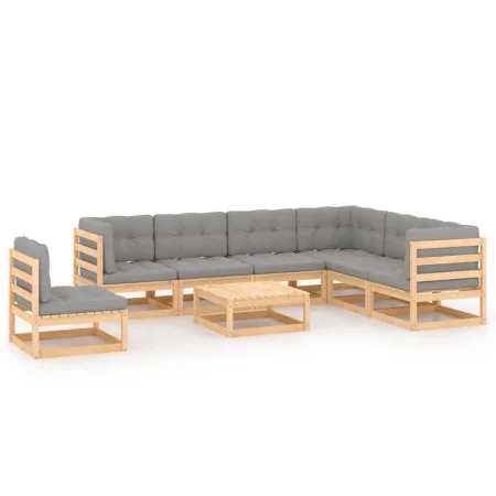 8 Stk. Gartenmöbel und Kissen aus massivem Zirbenholz von vidaXL, Gartensets - Ref: Foro24-3076819, Preis: 730,49 €, Rabatt: %
