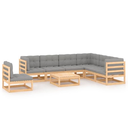 8 Stk. Gartenmöbel und Kissen aus massivem Zirbenholz von vidaXL, Gartensets - Ref: Foro24-3076819, Preis: 739,61 €, Rabatt: %