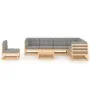 8 Stk. Gartenmöbel und Kissen aus massivem Zirbenholz von vidaXL, Gartensets - Ref: Foro24-3076819, Preis: 730,49 €, Rabatt: %