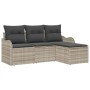 Conjunto de sofá de jardín con cojín 4 pcs Gris Claro Poliratán