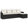 Conjunto de sofá de jardín con cojín 5 pcs Negro Poliratán