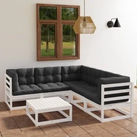 Garden furniture 6 pieces with cushions made of solid pine wood by vidaXL, Garden sets - Ref: Foro24-3076550, Price: 507,16 €...