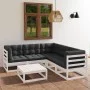 Garden furniture 6 pieces with cushions made of solid pine wood by vidaXL, Garden sets - Ref: Foro24-3076550, Price: 506,72 €...