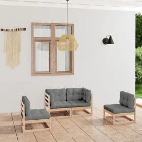 Garden furniture 4 pieces with cushions made of solid pine wood by vidaXL, Garden sets - Ref: Foro24-3076429, Price: 373,30 €...