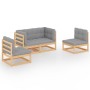 Garden furniture 4 pieces with cushions made of solid pine wood by vidaXL, Garden sets - Ref: Foro24-3076429, Price: 379,59 €...