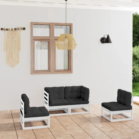 Garden furniture 4 pieces with cushions made of solid pine wood by vidaXL, Garden sets - Ref: Foro24-3076430, Price: 383,51 €...