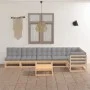 7-piece garden furniture set with solid pine wood cushions by vidaXL, Garden sets - Ref: Foro24-3076619, Price: 597,38 €, Dis...
