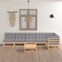 7-teiliges Gartenmöbel-Set mit Kissen aus massivem Kiefernholz von vidaXL, Gartensets - Ref: Foro24-3076619, Preis: 604,53 €,...