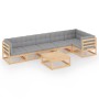 7-teiliges Gartenmöbel-Set mit Kissen aus massivem Kiefernholz von vidaXL, Gartensets - Ref: Foro24-3076619, Preis: 604,53 €,...