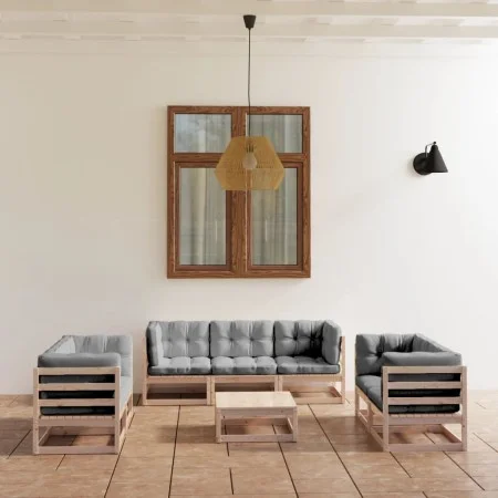 8-piece garden furniture set with solid pine wood cushions by vidaXL, Garden sets - Ref: Foro24-3076504, Price: 691,62 €, Dis...