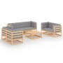 8-piece garden furniture set with solid pine wood cushions by vidaXL, Garden sets - Ref: Foro24-3076504, Price: 700,51 €, Dis...