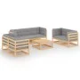 8-piece garden furniture set with solid pine wood cushions by vidaXL, Garden sets - Ref: Foro24-3076504, Price: 691,62 €, Dis...