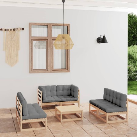 7-teiliges Gartenmöbel-Set mit Kissen aus massivem Kiefernholz von vidaXL, Gartensets - Ref: Foro24-3076464, Preis: 615,89 €,...