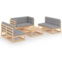 7-teiliges Gartenmöbel-Set mit Kissen aus massivem Kiefernholz von vidaXL, Gartensets - Ref: Foro24-3076464, Preis: 615,89 €,...
