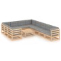 11-piece garden furniture set with solid pine wood cushions by vidaXL, Garden sets - Ref: Foro24-3077049, Price: 1,00 €, Disc...