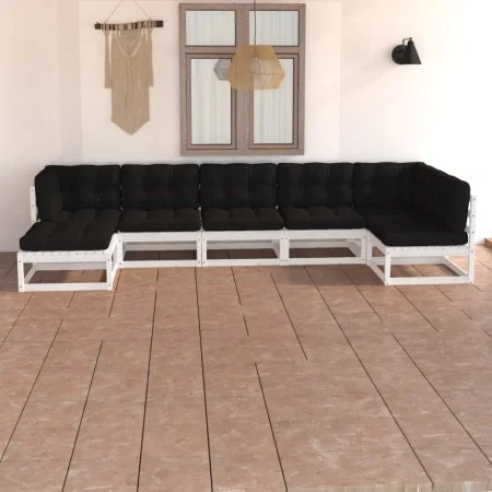 Garden furniture set 7 pieces and cushions solid pine wood by vidaXL, Garden sets - Ref: Foro24-3076745, Price: 699,54 €, Dis...
