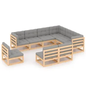 Gartenmöbel-Set 9-teilig und Kissen aus massivem Kiefernholz von vidaXL, Gartensets - Ref: Foro24-3076834, Preis: 899,07 €, R...
