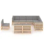 Gartenmöbel-Set 9-teilig und Kissen aus massivem Kiefernholz von vidaXL, Gartensets - Ref: Foro24-3076834, Preis: 898,88 €, R...