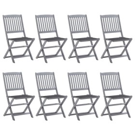 8 pcs folding garden chairs and solid acacia wood cushions by vidaXL, Garden chairs - Ref: Foro24-3078290, Price: 422,01 €, D...