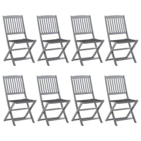 8 pcs folding garden chairs and solid acacia wood cushions by vidaXL, Garden chairs - Ref: Foro24-3078290, Price: 408,42 €, D...