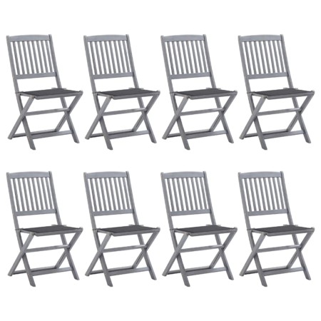 8 pcs folding garden chairs and solid acacia wood cushions by vidaXL, Garden chairs - Ref: Foro24-3078290, Price: 422,01 €, D...