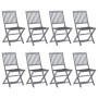 8 pcs folding garden chairs and solid acacia wood cushions by vidaXL, Garden chairs - Ref: Foro24-3078290, Price: 422,01 €, D...