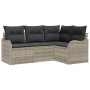 Conjunto de sofá de jardín con cojín 4 pcs Gris Claro Poliratán