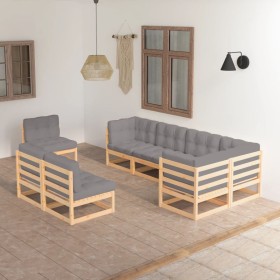 Muebles de jardín 8 pzas y cojines madera maciza pino de vidaXL, Conjuntos de jardín - Ref: Foro24-3076674, Precio: 792,32 €,...