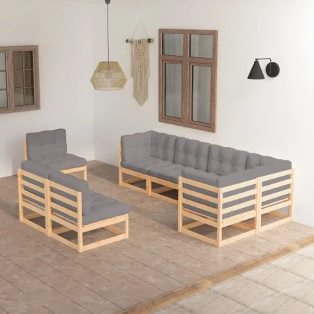 Garden furniture 8 pieces and cushions solid pine wood by vidaXL, Garden sets - Ref: Foro24-3076674, Price: 780,66 €, Discoun...
